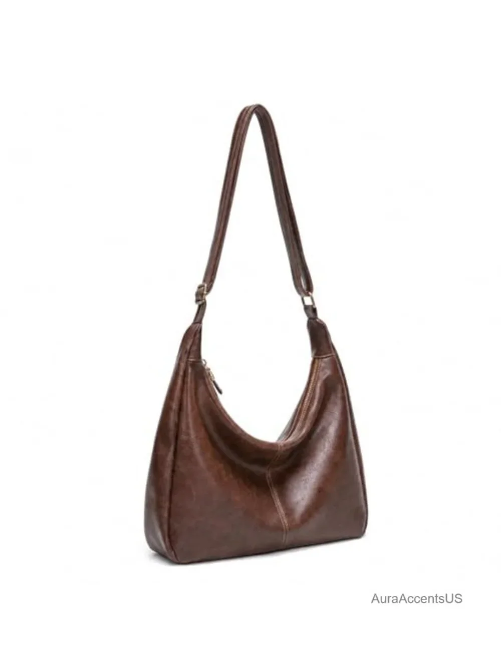 Vegan Leather Hobo Bag for Women, Soft Slouchy Shoulder Purse, Foldable Travel
